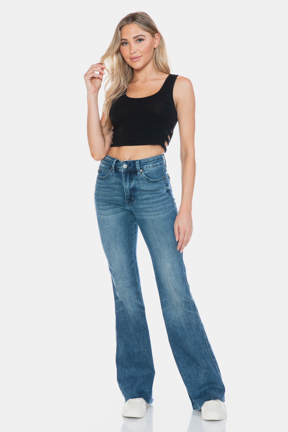 Judy Blue Tummy Control Cut Hem Flare Jeans