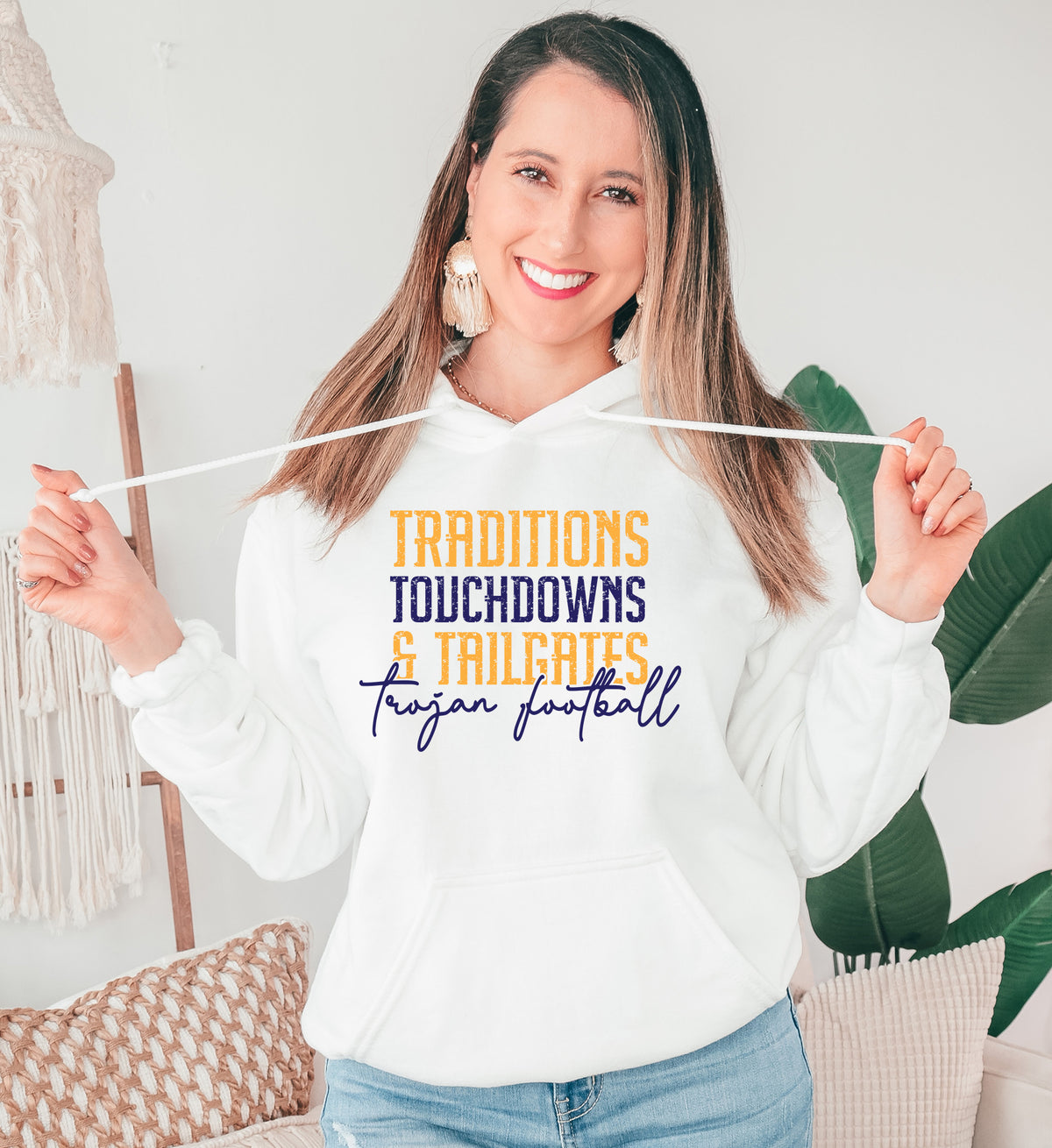 Traditions, Touchdowns, Tailgates and Trojans Football Graphic Sweatshirt