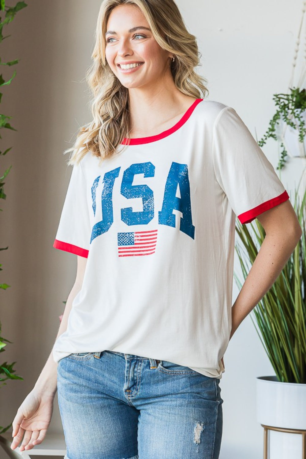 Heimish USA Contrast Trim Short Sleeve T-Shirt