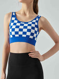 Checkered Cropped Sports Tank Top