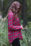 Aaron Plaid Button Top