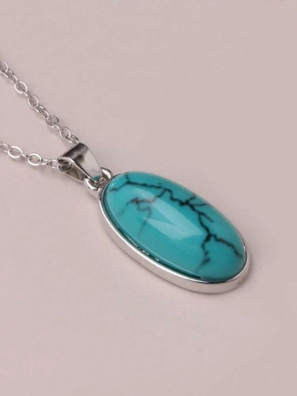 Turquoise Oval Charm Necklace