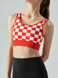Checkered Cropped Sports Tank Top