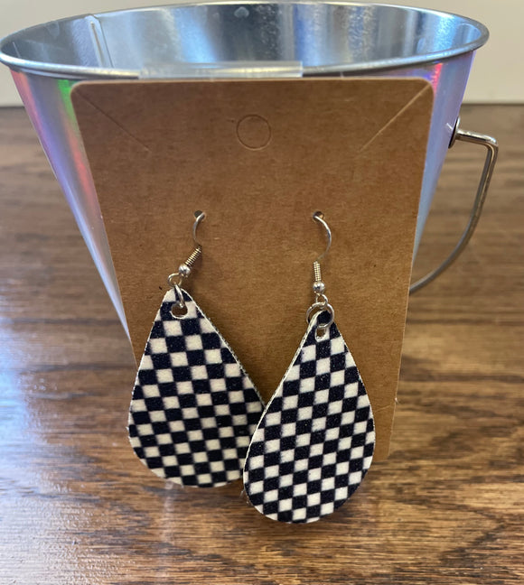 Checkered Faux Leather Earrings