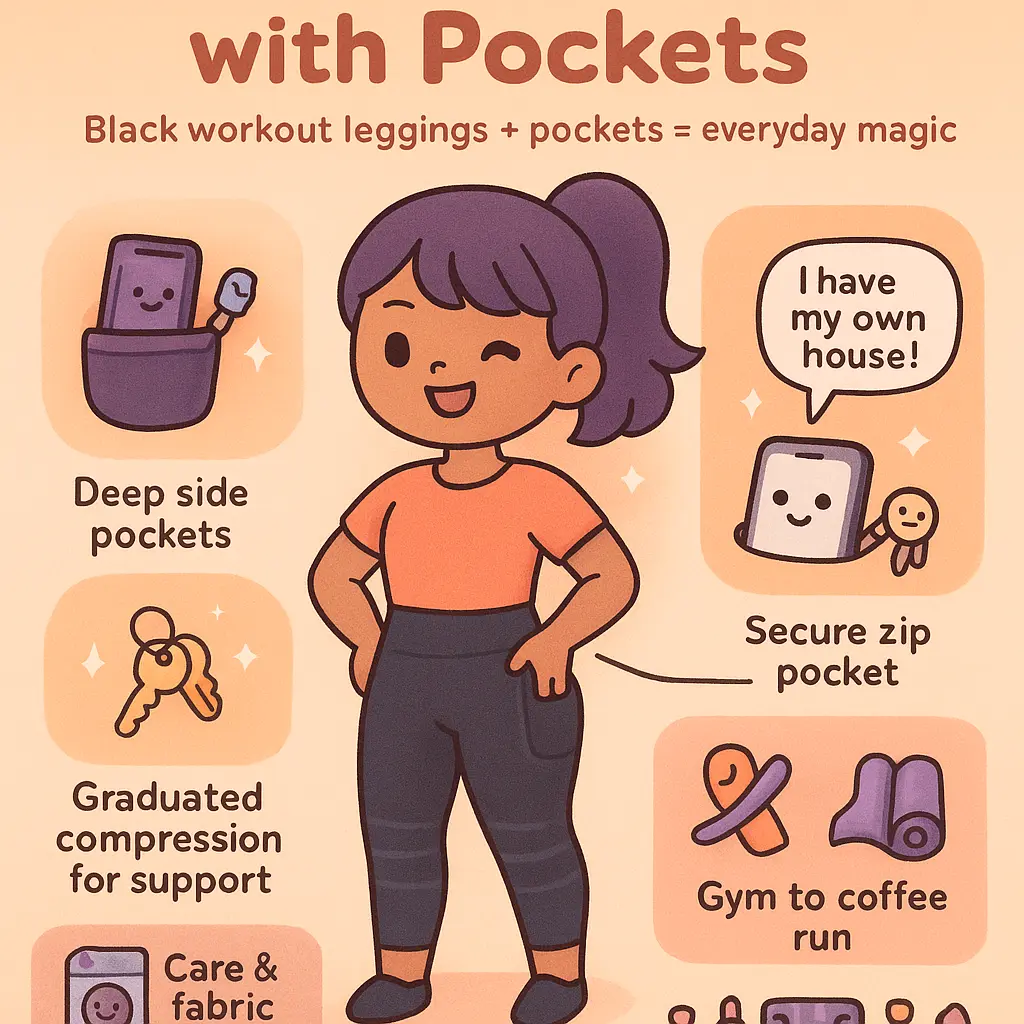 black workout leggings with pockets - Compression