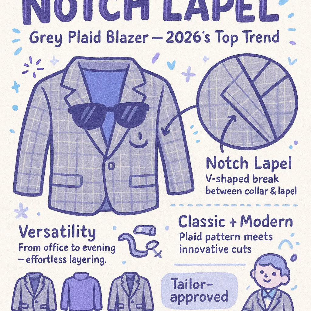 grey plaid blazer - Notch
