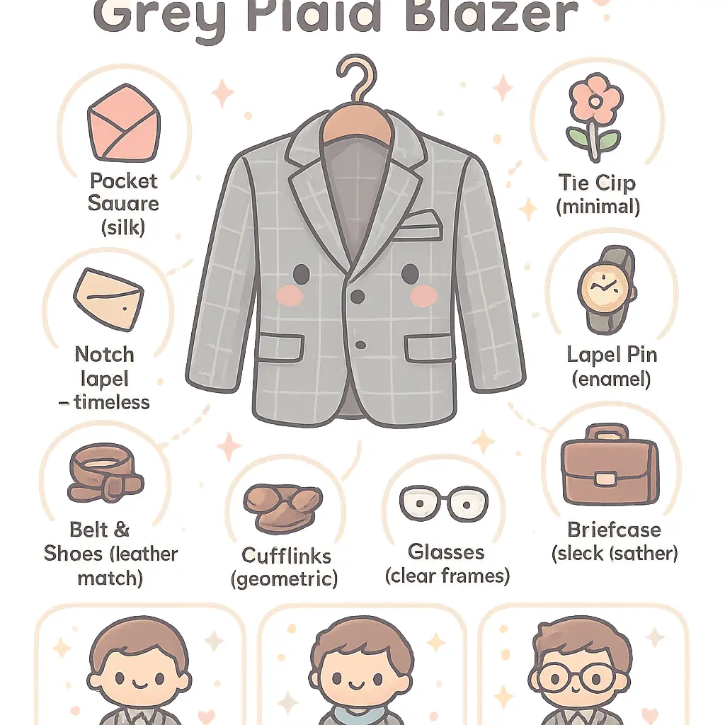 grey plaid blazer - Accessories